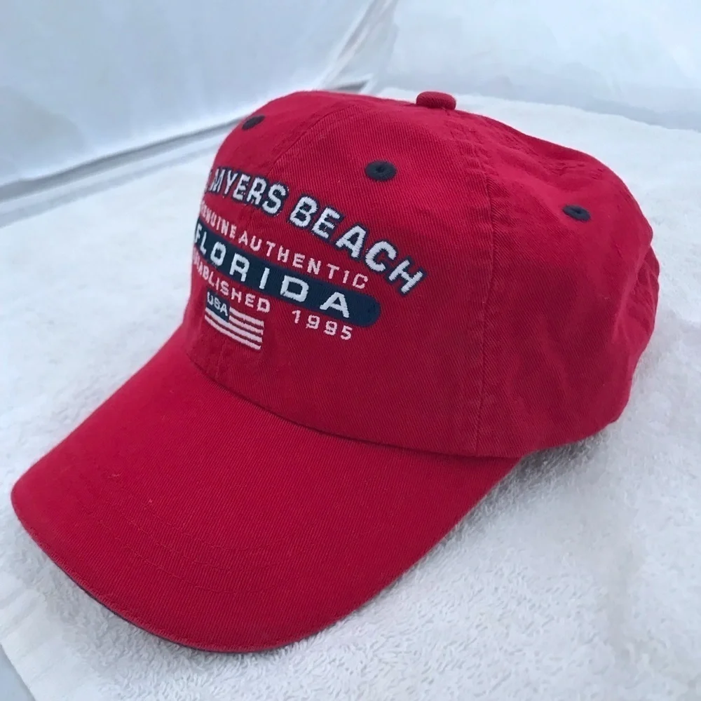 Marco Destin for Fort Meyers Beach Florida AmFlag Adjustable Red Baseball Cap